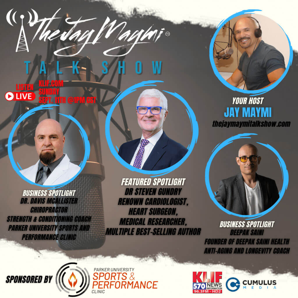 Jay Maymi Talk Show promotional graphic featuring three guests
